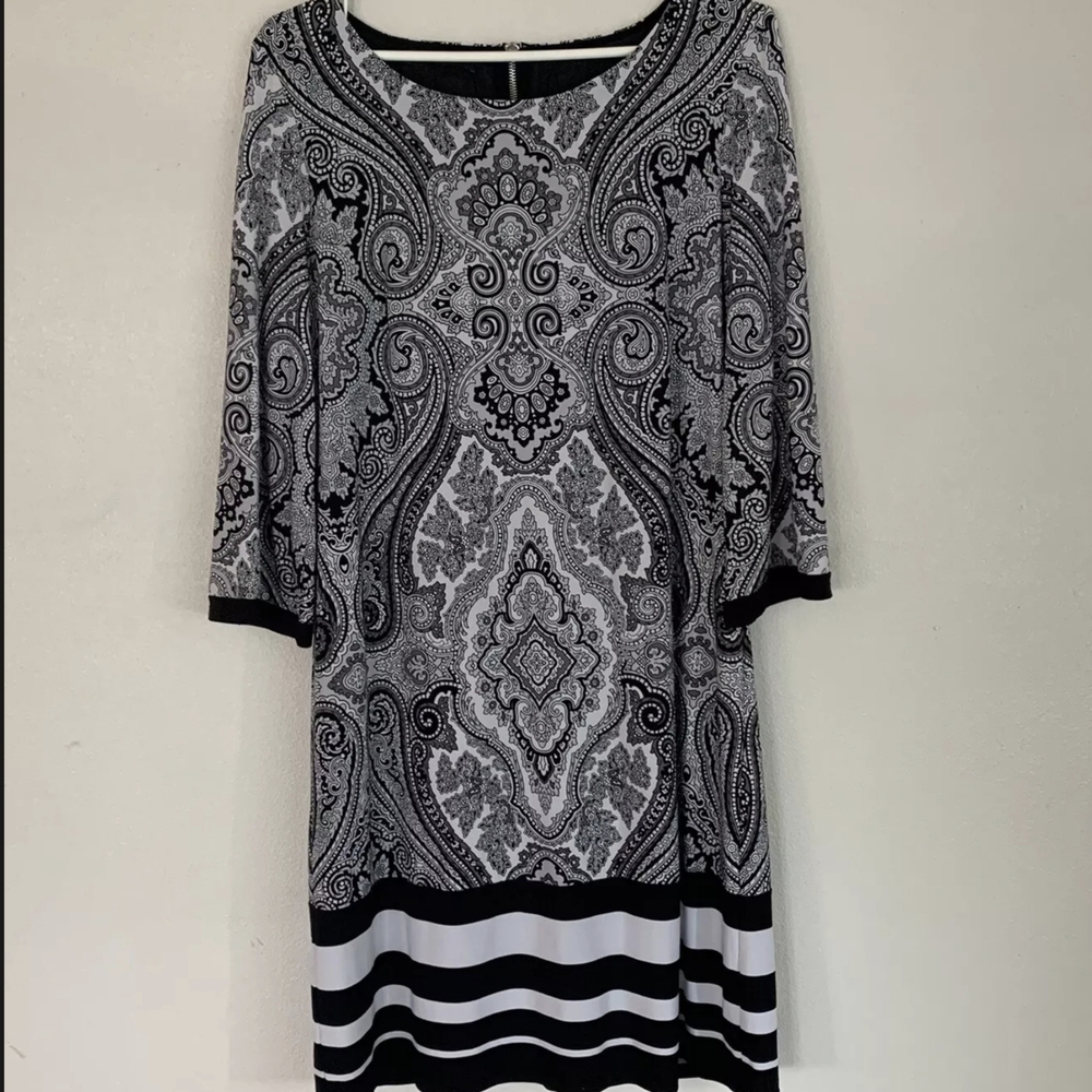 INC International Concepts Black and White Sheath Dress